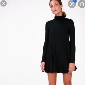 Lulus Black Turtleneck Swing Dress